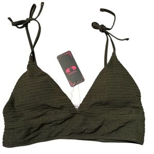 NWT SHEKINI Green Textured Bikini Top